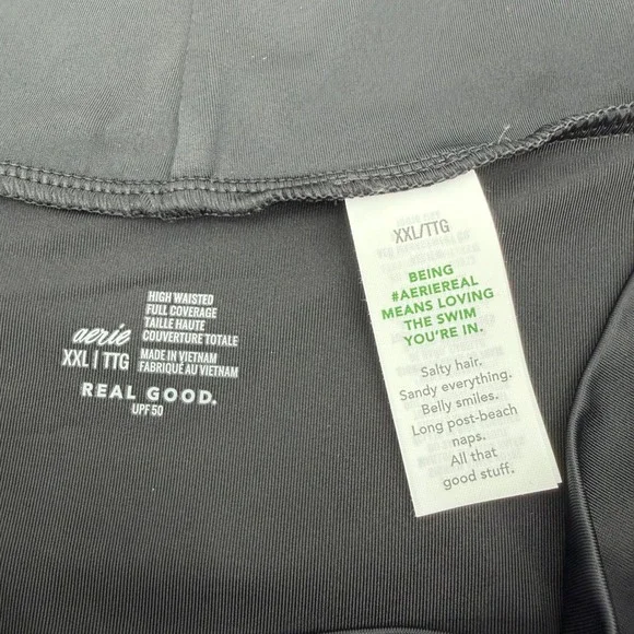 Aerie High Waisted Full Coverage Cross Waist Swim Bottoms Black XXL - Picture 5 of 12